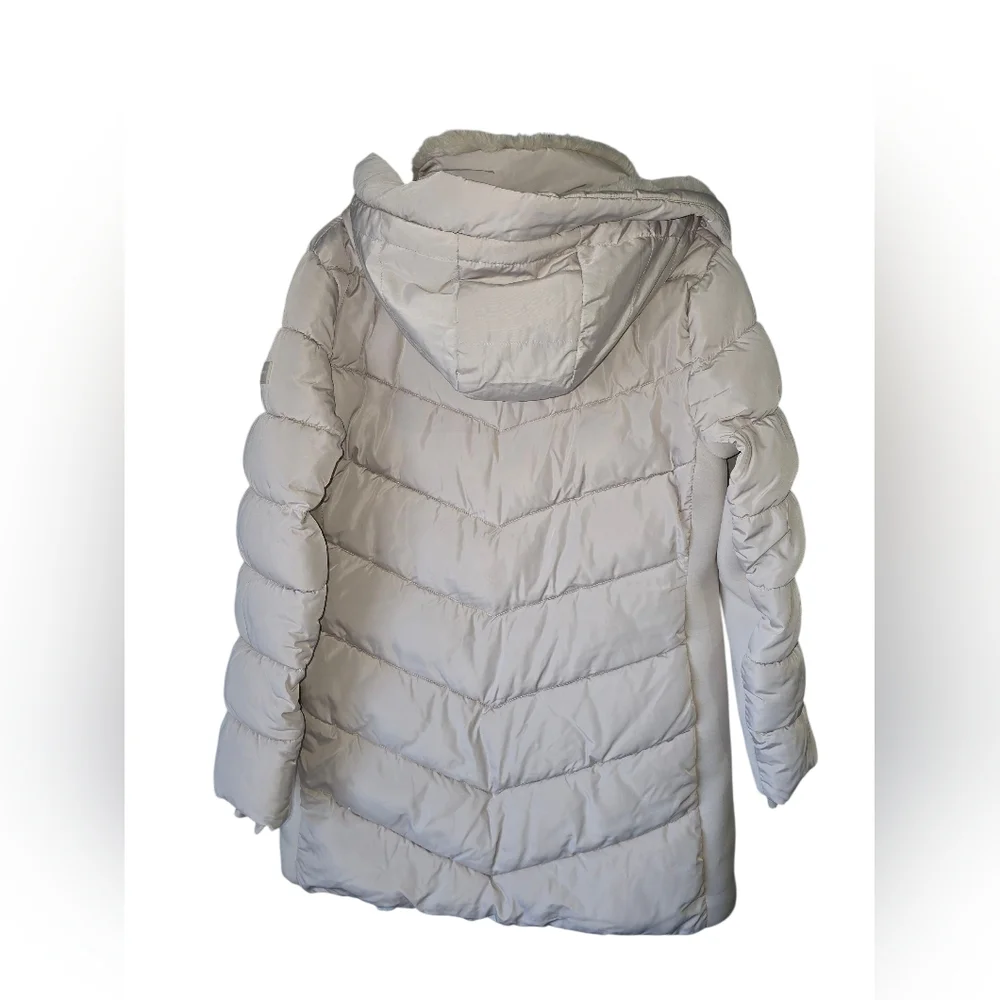 Andrew Marc Women's Faux Fur Hooded Puffer Long Coat Zipper Closure Snap Front - Picture 2 of 12